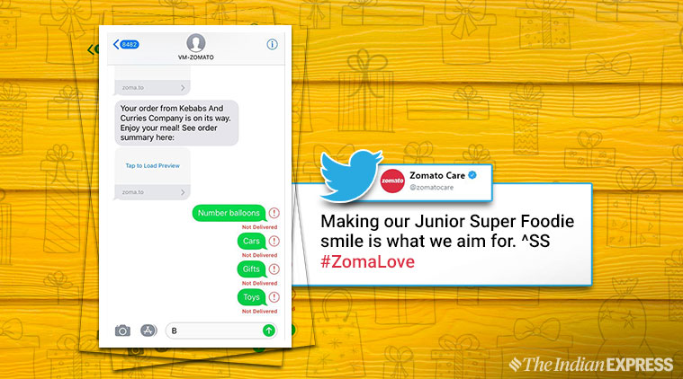 zomato, zomato care, zomato sends gift to kid, kid requests gift to zomato, zomato gifts child car after getting request, indian express, good news, viral news