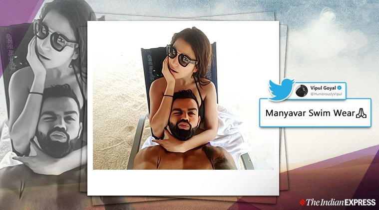 virat anushka holiday photo, virat anushka beach selfie, virushka memes, virat anushka beach photo memes, indian express, entertainment news,
