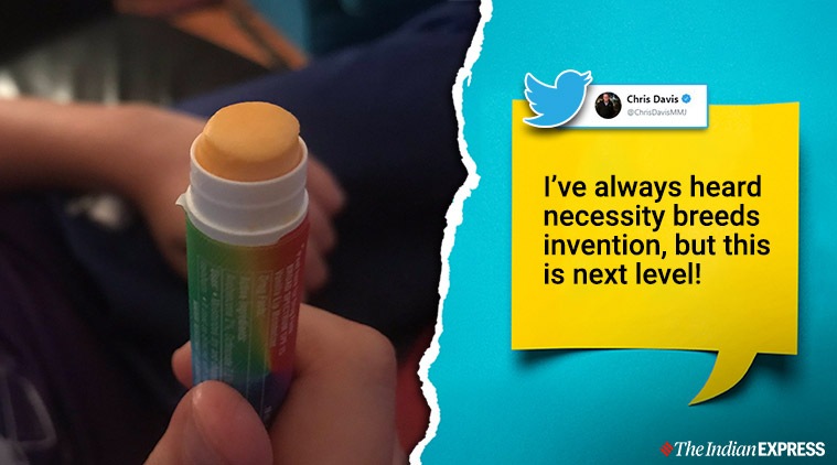 cheese lip balm, girl use lip balm case for cheese, viral tweets, indian express, kids innovative idea, jugaad ideas,
