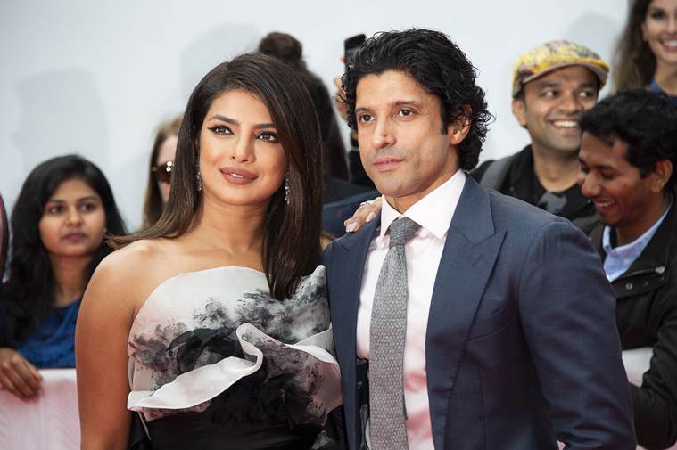 priyanka chopra, farhan akhtar, pecee, the sky is pink, tiff 2019, priyanka chopra Aishwarya rai Bachchan's Ralph & Russo dress from the 2015 Cannes Film Festival,indian express news