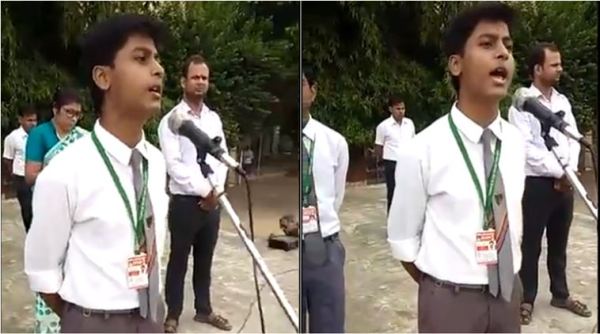 ayush chaturvedi speech, ayush chaturvedi viral video, Varanasi boy gandhi speech, varanasi school boy secularism speech, indian express