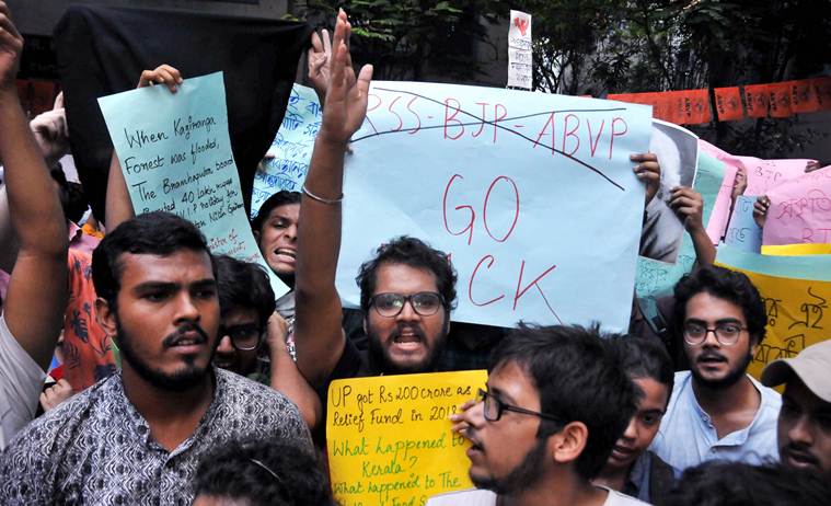 babul supriyo attacked in kolkata, jadavpur university students attack babul supriyo, babul supriyo attacked in ju, kolkata city news, indian express news