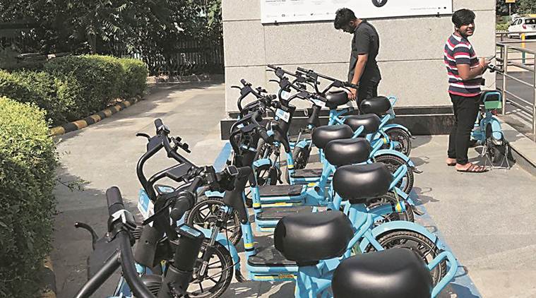 battery cycles, battery bikes, battery cycles for hire, battery cycles for doorstep hire, delhi news, city news, Indian Express