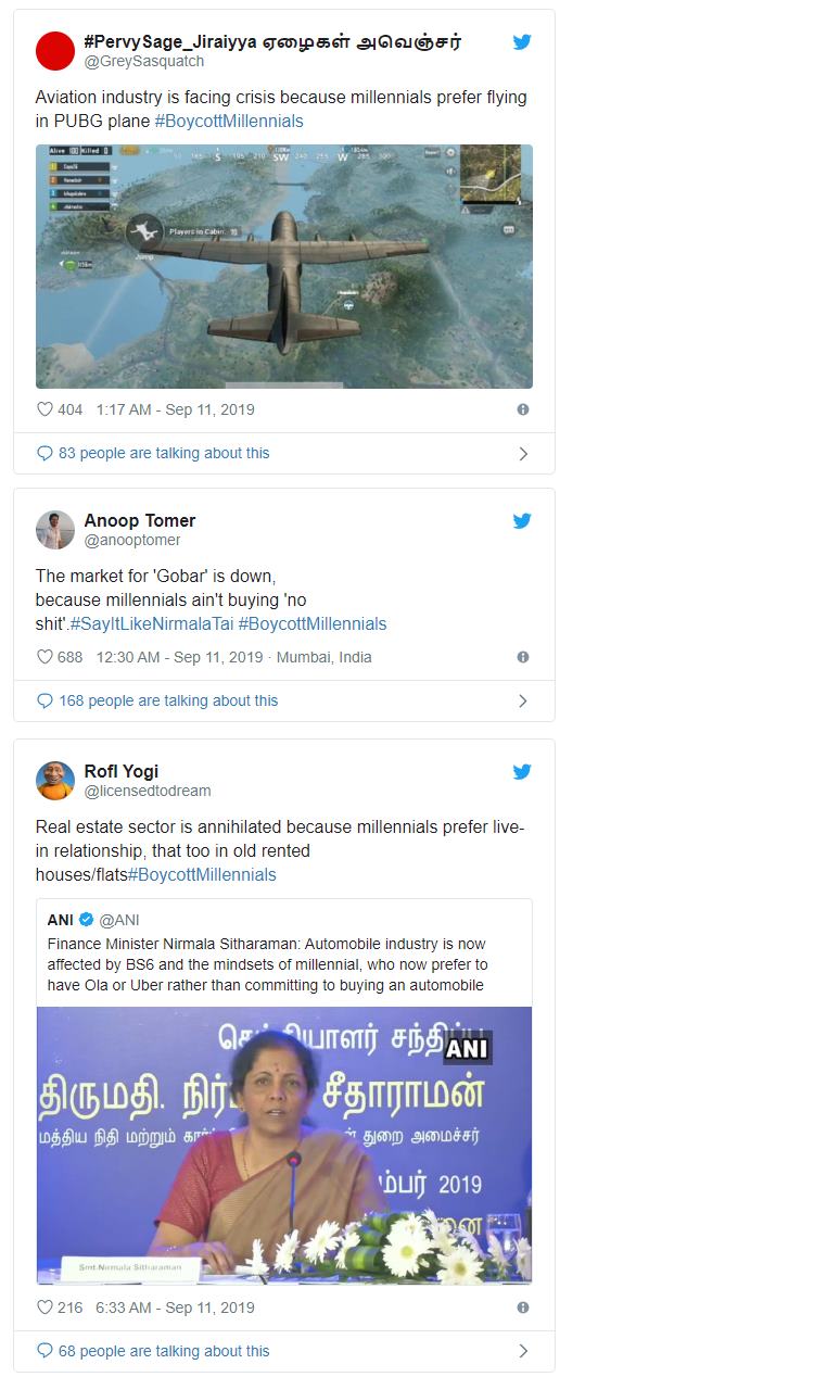 nirmala sitharaman, boycott millennials auto industry slow down, economic slowdown, funny news, india news, viral news, indian express