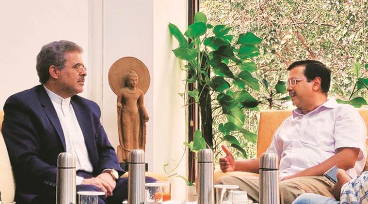 arvind kejriwal, arvind kejriwal meets iran envoy, kejriwal meets Ali Chegeni, delhi pollution, delhi crop burning effect, delhi city news