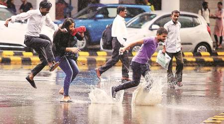 Evening shower and pleasant weather in New Delhi on Saturday. (Express photo: Praveen Khanna)