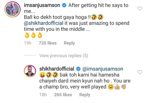 Shikhar Dhawan, Sanju Samson, Shikhar Dhawan Instagram