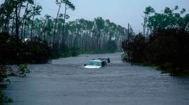 Submerged car sit submerged in water from Hurricane Dorian hurricane dorian, hurricane dorian news, hurricane dorian death toll, hurricane dorian death toll bahamas, hurricane dorian bahamas, bahamas hurricane dorian, world news, Indian Express