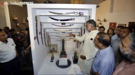 pm narendra modi gift auction, ngma gift auction, ngma delhi, modi gift e-auction, culture minister prahlad patel, namami gange funds, india news, indian express