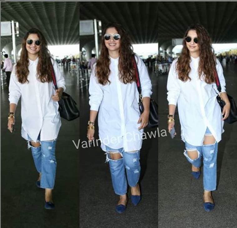 gauahar khan, airport look, indian express, indian express news