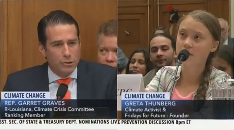 greta thunberg, greta thunberg congress testimony, greta thunberg climate change testimony, Garre tGraves greta congress answer, viral videos, indian express