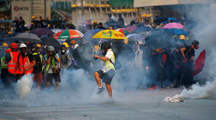 Violence flares after protest march in downtown Hong Kong