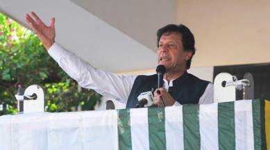Pakistan PM Imran Khan in Muzaffarabad on Friday. (AP Photo)
