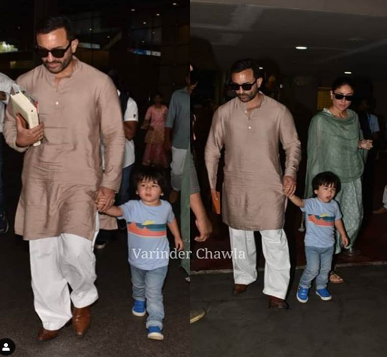 kareena kapoor khan, saif ali khan, airport look, indian express news