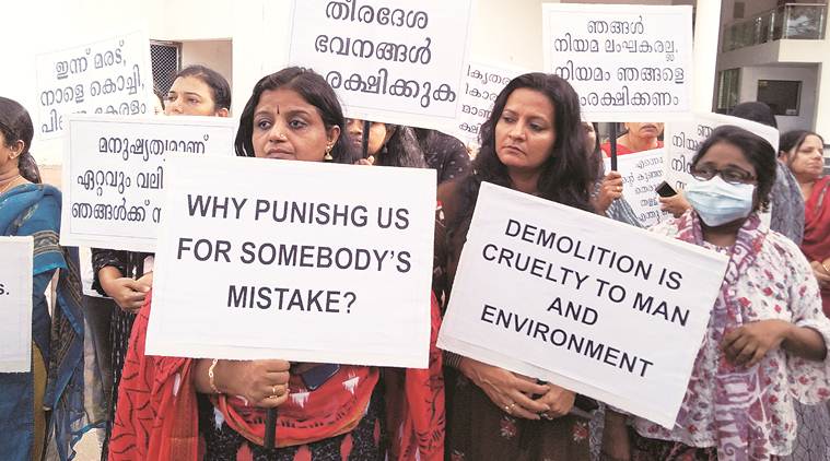 Maradu demolition case, Coastal Regulation Zone rules, Kerala Maradu demolition case, Kerala Maradu flat, what is Coastal Regulation Zone, Maradu flat demolition, Pinarayi Vijayan, Indian Express