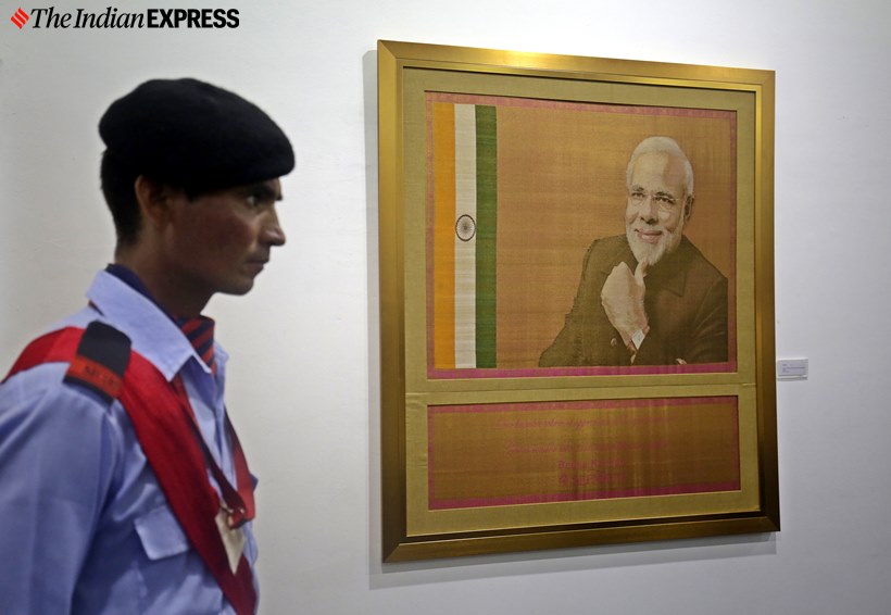 pm narendra modi gift auction, ngma gift auction, ngma delhi, modi gift e-auction, culture minister prahlad patel, namami gange funds, india news, indian express