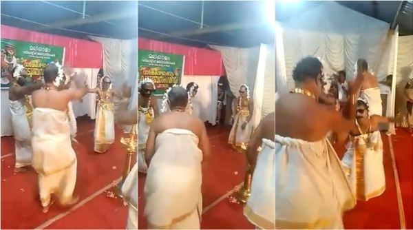 onam funny dance video, men dancing as women video, men dancing kaikottikali, viral videos, kerala news, indian express
