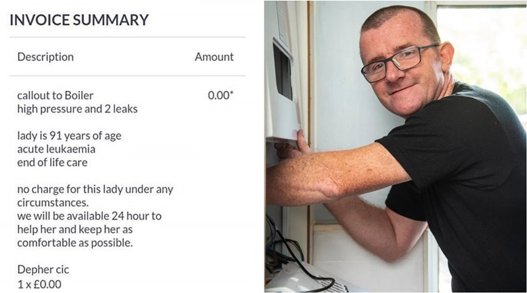 plumber repairs bolier for free, UK plumber fix boiler for cancer patient, plumber gets donation after free service, good news, viral news, indian express