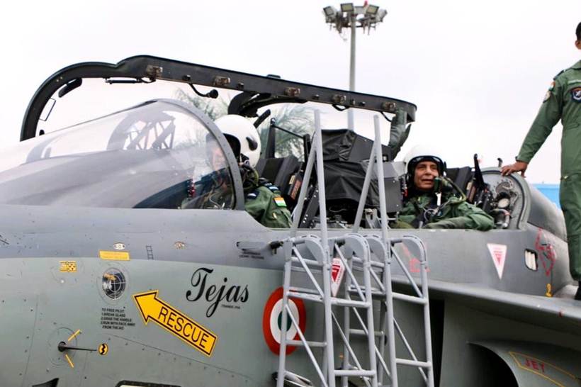 Rajnath Singh, Tejas fighter jet, Rajnath Singh Tejas fighter jet, Rajnath Singh Tejas jet, Rajnath Singh Tejas, Tejas jet Rajnath Singh, Tejas fighter jet Rajnath Singh, Rajnath Singh defence minister, India news, Indian Express