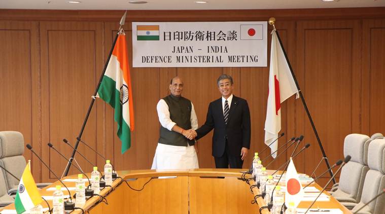 Rajnath Singh, Rajnath Singh in Japan, Rajnath Singh Japan visit, Defence Minister Rajnath Singh, Japan Prime Minister, Shizo Abe, Shizo Abe Japan, India news, Indian Express
