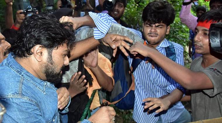 babul supriyo, babul supriyo JU student mother, Babul supriyo assault in kolkata, jadavpur university babul supriyo,babul supriyo bjp, babul supriyo ju protest, kolkata students attack babul supriyo, babul supriyo attack protest, bjp protests in kolkata, indian express news