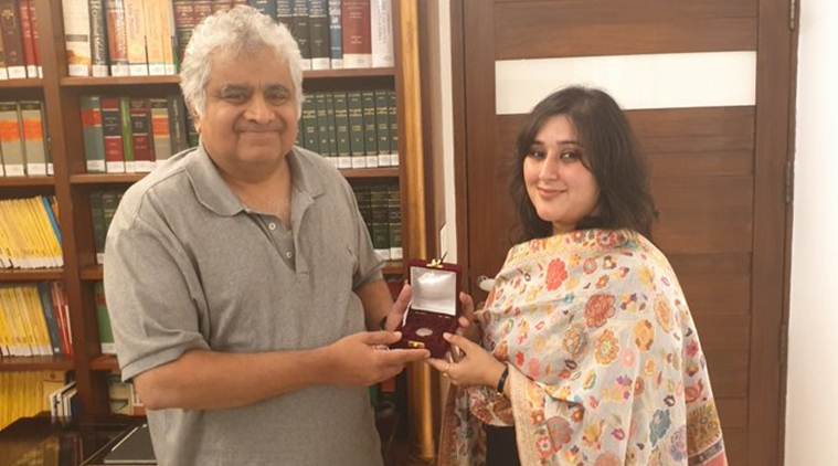 Sushma Swaraj’s daughter presents Re 1 token sum to Harish Salve for Kulbhushan case