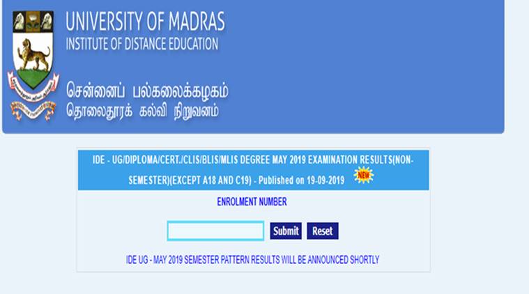 Madras University UNOM result for distance mode exams declared: How to ...