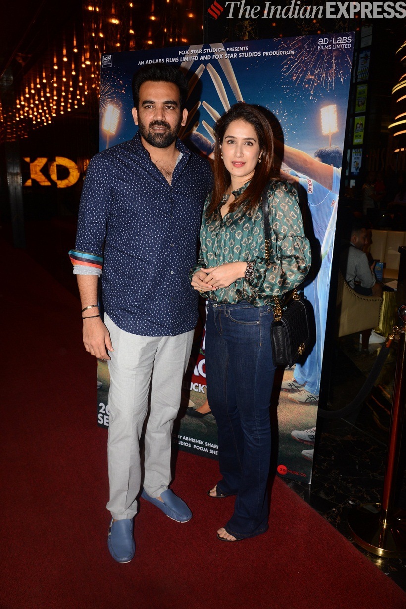 Zaheer Khan with Sagarika Ghatge The Zoya Factor screening