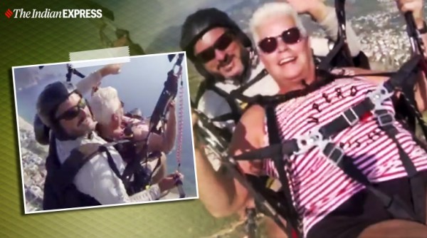 danish woman Parachute Snaps Mid-Air, danish woman paragliding, danish woman paragliding viral video, trending, indian express, indian express news