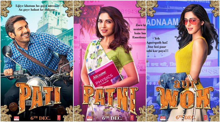 Pati patni aur woh posters kartik aaryan bhumi pednekar ananya panday photos