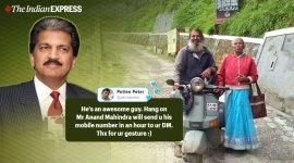 anand mahindra, anand mahin gifts new car, man takes mother on india tour, india news, viral news, good news, indian express