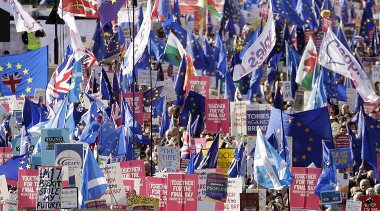 Brexit, Brexit news, Brexit protests London, London Brexit portest, Brexit voting UK, Brexit UK European Union, Indian Express news