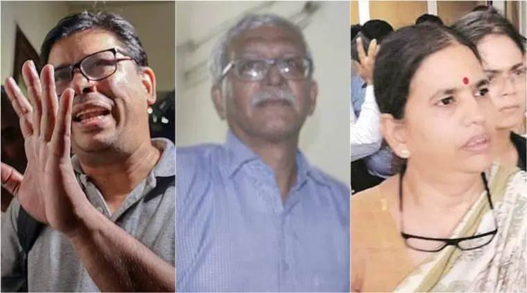 elgaar parishad case, elgaar parishad case activists bail, Sudhir Dhawale, Rona Wilson, Varavara Rao, Shoma Sen, Mahesh Raut and Surendra Gadling, Sudha Bharadwaj, Vernon Gonsalves and Arun Ferreira, indian express, special court judge SR Navandar