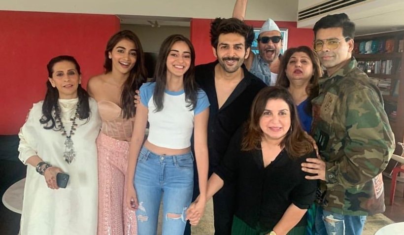 pooja hegde, ananya panday, kartik aaryan, farah khan