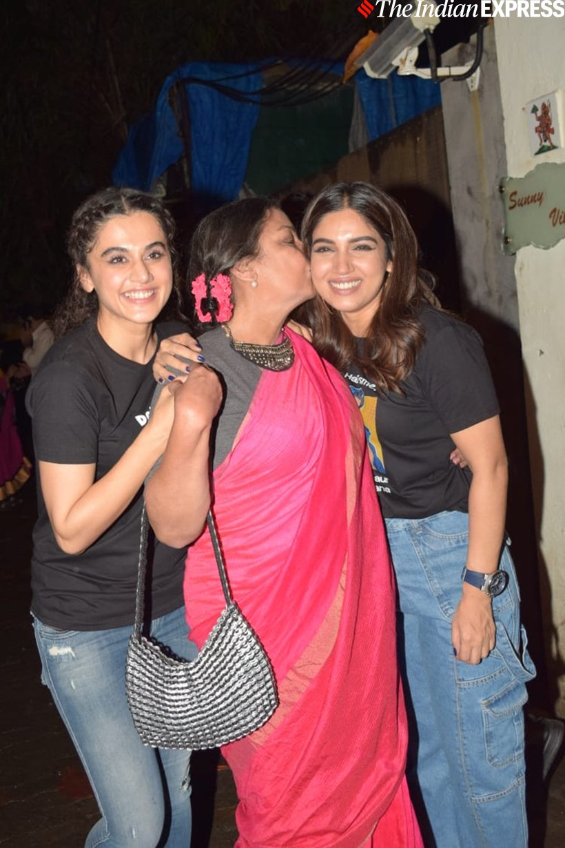 saand ki aankh, saand ki aankh screening, saand ki aankh screening photos, taapsee pannu, bhumi pednekar, shabana azmi, kanika dhillon, bhumi pednekar sister, taapsee pannu films, bhumi pednekar films