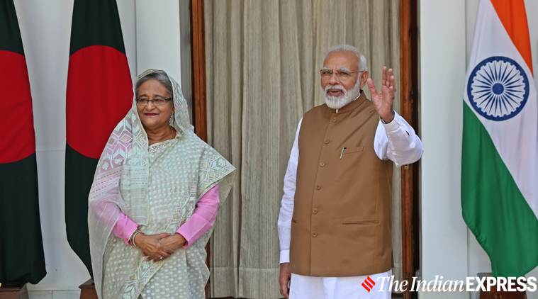 India Bangladesh deals, Sheikh Hasina India, Modi Sheikh Hasina, India Bangladesh NRC, NRC, indian express