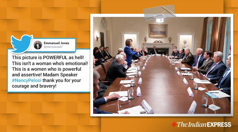 donald trump, nancy pelosi, trump nancy pelosi meltdown photo, pelosi owns trump, viral news, indian express