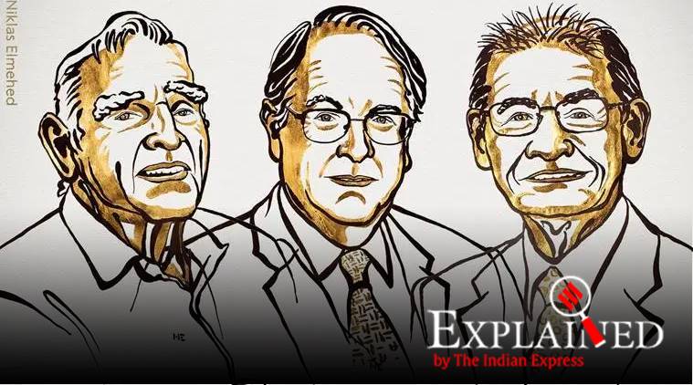 nobel prize in chemistry, chemistry nobel 2019, John B Goodenough, M Stanley Whittingham, Akira Yoshino, chemistry nobel winner, nobel prize week, indian express