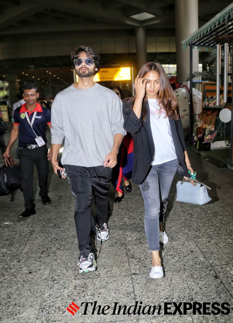 shahid kapoor, mira rajput, airport look, airport looks, Indian Express, Indian Express news