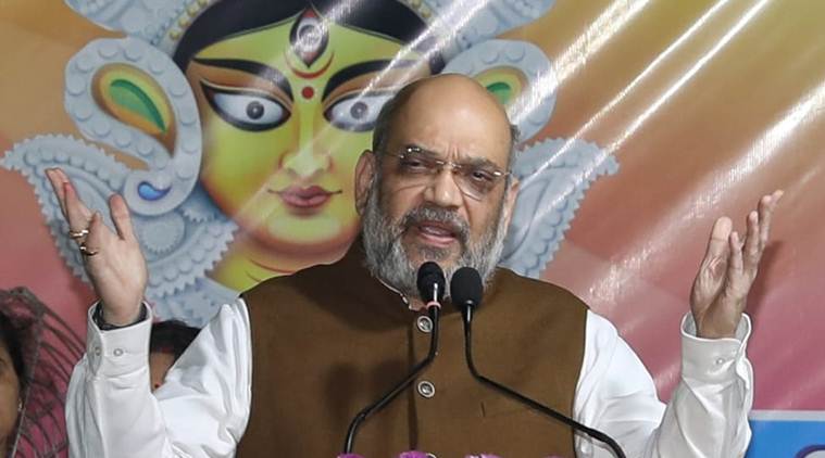 Amit Shah, Amit Shah in west bengal, amit shah on NRC, durga puja, mamata banerjee, indian express