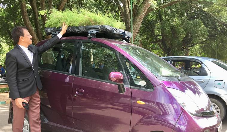 Bangalore car garden Tata Nano bengaluru go green eco friendly
