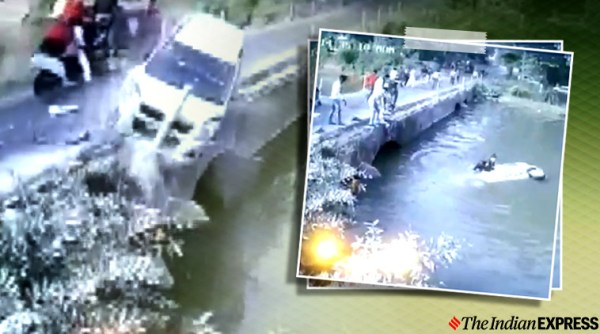 Madhya Pradesh car accident viral video, car drowns viral video, car accident, Madhya Pradesh car drowns viral video, trending, indian express, indian express news