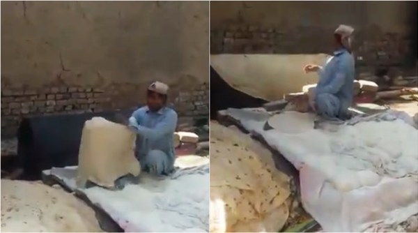 chadar roti, big rumali roti, pakistani big roti, manda roti, quirky food videos, viral videos, indian express