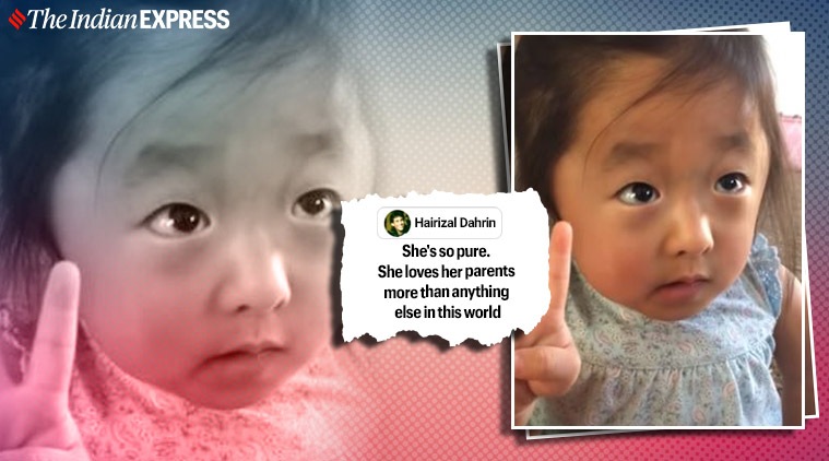 Toddler talking about how she met her adoptive parents, Girl talk about the moment she met her adoptive mom, Toddler videos, Viral video, Trending, Indian Express news