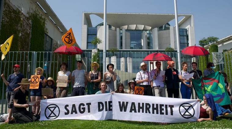 Climate change, Extinction Rebellion, Extinction Rebellion climate action, Germany climate change action, Extinction Rebellion Germany, World news, Indian Express