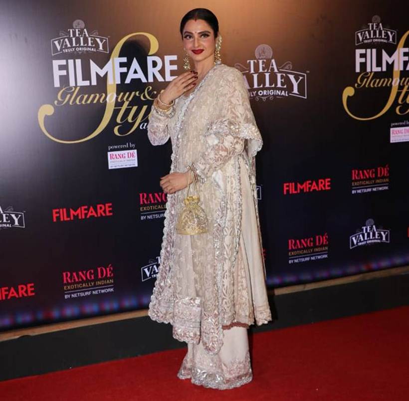 rekha birthday, happy birthday rekha, rekha white fashion looks