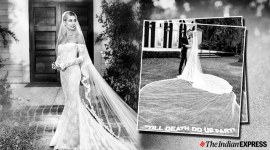 hailey beiber, hailey beiber wedding gown, hailey beiber justin beiber, hailey beiber wedding photos, priyanka chopra, priyanka chopra ralph lauren, indian express, indian express news