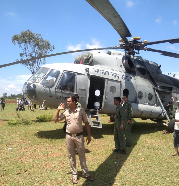 The emergency landing was made in Srirangapatna taluk of Mandya district today around 12.30 pm