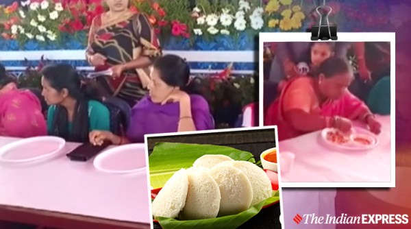 60-yr-old Mysuru woman gulps 6 idlis in 60 seconds to win competition, Mysuru, Karnataka, Karnataka woman viral video, indian express, indian express news