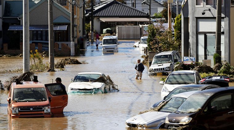 Japan floods, Tokyo Floods, Japan rains, Tokyo rains, Typhoon Hagibis, typhoon hagibis photos, Japan news, world news, indian express
